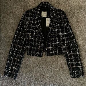 Abercrombie & Fitch Black and White Plaid Blazer